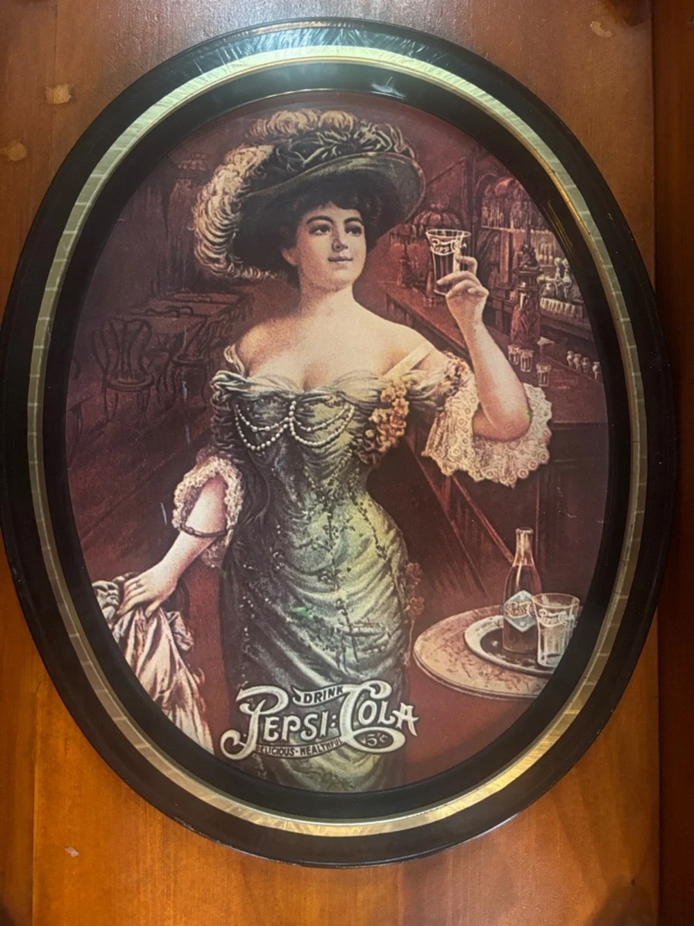 1960s-1970s Pepsi Cola Oval Serving Tray with Victorian Lady